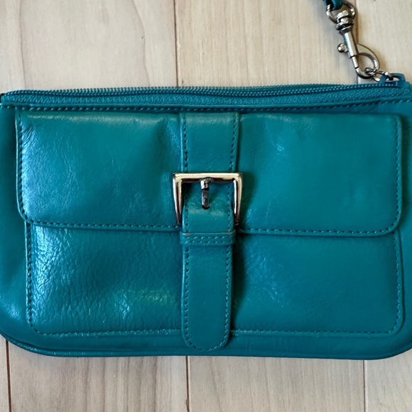 Y2K Teal Leather Mini Shoulder Bag – Buckle Detail - Picture 3 of 9
